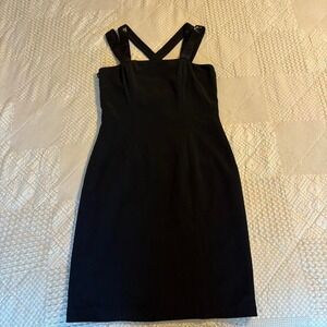 Y2K Cache Black Strappy Cocktail Dress with Beaded Detailing